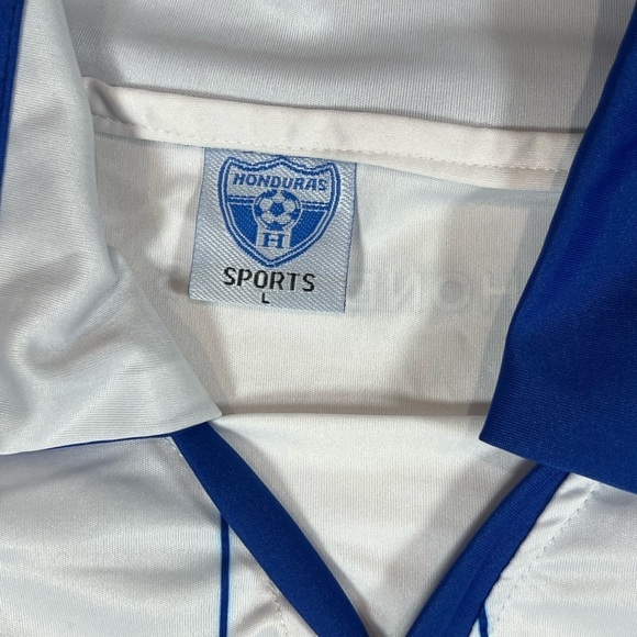 Honduras International Team Soccer Futbol Large White and Blue Striped Jersey - Picture 5 of 8